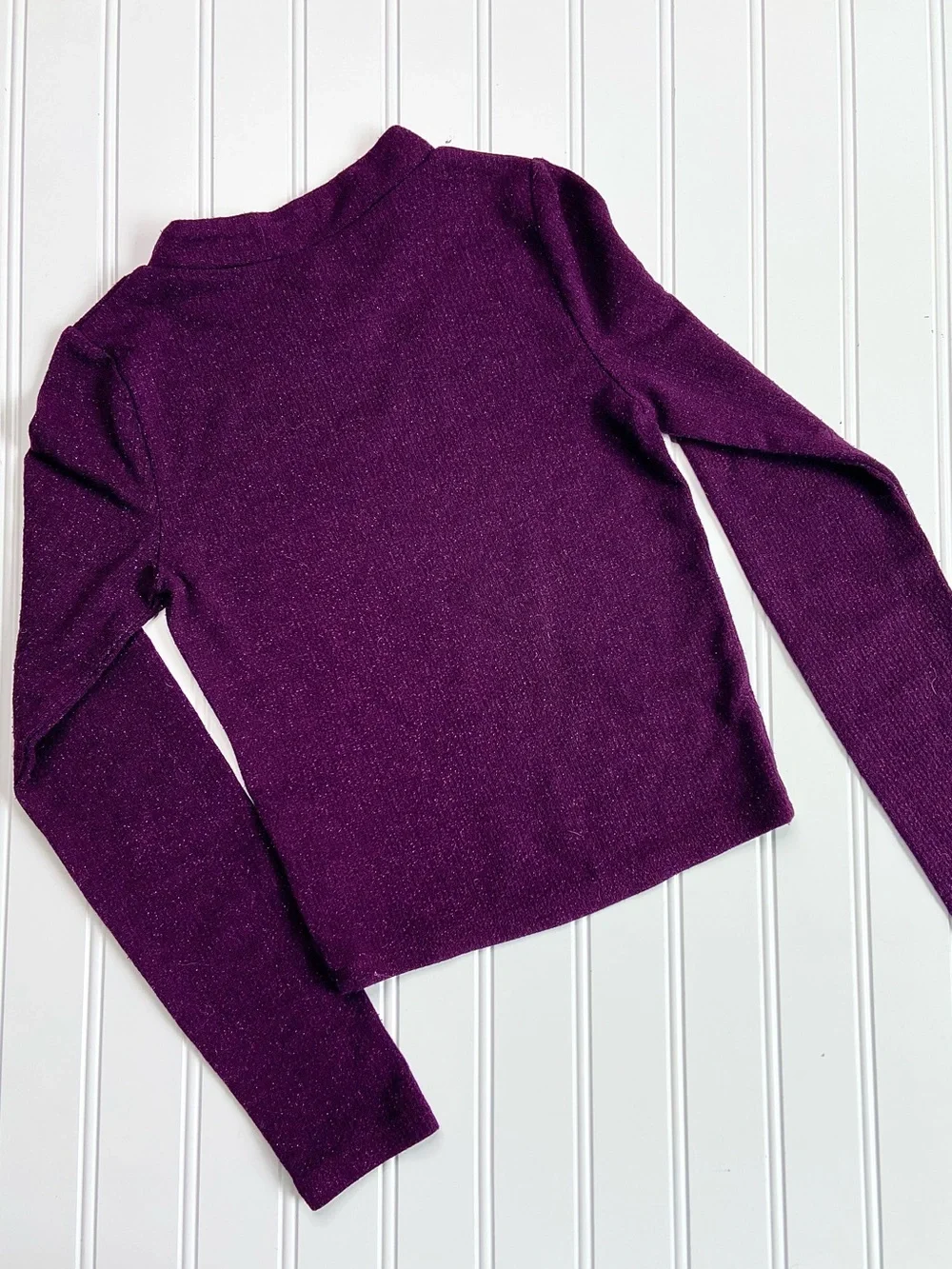 •Justice• plum sparkle mock neck top